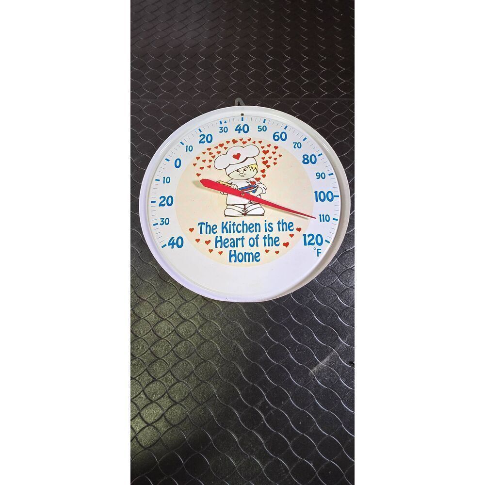10" Vintage Thermometer "The Kitchen Is The Heart Of The Home" Made In Hong Kong